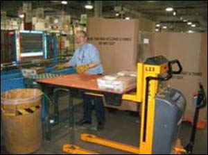 After  Pallet lift allows the person to raise the trays to waist height